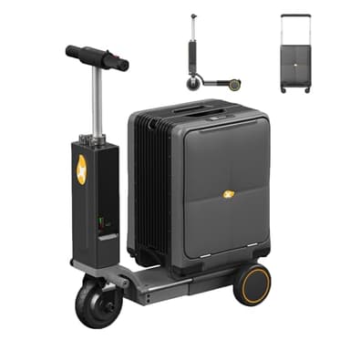 Valise Électrique Scooter 3-in-1 Avec Batterie Amovible Conforme TSA, Port USB Intégré Et 120KG Load Capacity, Bagage Cabine Léger Conçu Pour Voyageurs Et Déplacements Aéroportuaires(Black)