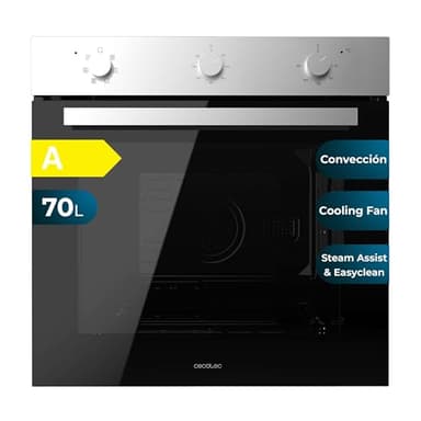 Cecotec Four intégrable multifonctions Bolero Hexa M236000 Inox Time A.Four multifonctions Capacité de 70 L, 6 fonctions, classe A, 2800 W