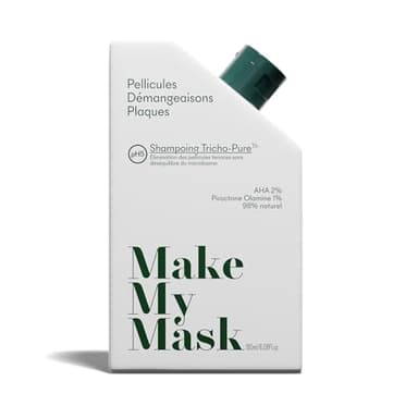 MakeMyMask : Shampoing Anti-pelliculaire Tricho-Pure- Anti-Dandruff - Pellicules- Demangeaisons, Plaques - 98% Naturel, Sans Sulfates - efficacité prouvée
