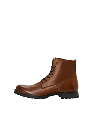 JACK & JONES Jfworca Leather Cognac 19 STS, Bottes Bottines Classiques Homme, Marron, 41 EU