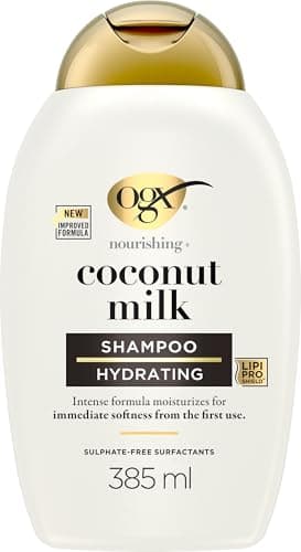 OGX - Shampooing Nourrissant Lait de Coco (flacon de 385 ml) – Soin capillaire hydratant pour cheveux secs – Shampoing sans sulfate pour une douceur immédiate