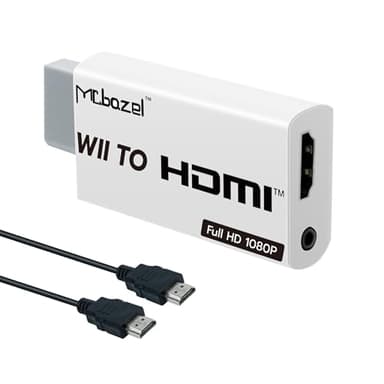 Mcbazel Wii HDMI Adaptateur avec 1,5M Câble 1080P,Convertisseur de Signal Vidéo Audio 1080P Full HD avec Audio Stéréo 3,5 mm pour Console Wii,Moniteur HDMI,Télévision Projecteur Vidéo