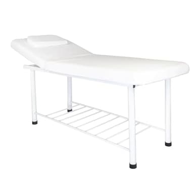 PLUS SANTE - Table de Soins Esthétiques IZI - Confort, Polyvalence et Praticité pour Soins, Massages et Bien-Être, Largeur 72 cm, Dossier Inclinable, Rangements, Blanc