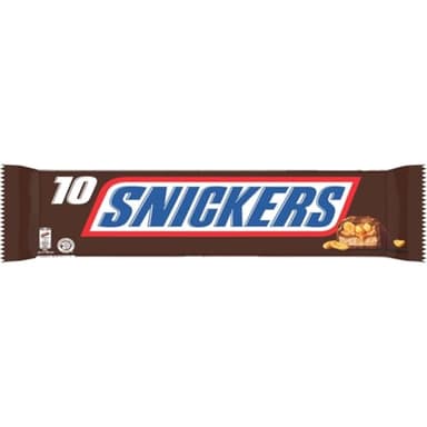 SNICKERS - Barre Chocolat au Lait, Cacahuètes & Caramel - 10 x 50g - Sachet de 10 Barres Chocolatées - Grand Format - 500g