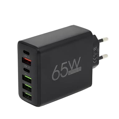 Chargeur Rapide 65W avec 6 Ports, Chargeur Secteur Universel pour iPhone 17/16/15 Pro/Pro Max, Samsung Phone, Pad, Adaptateur Puissant 3.1A Compact et Léger