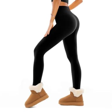 SINOPHANT Legging Polaire Femme Legging Chaud Femme Hiver Thermique Pantalon Taille Haute Élastiques pour Le Sport Noir L-XL