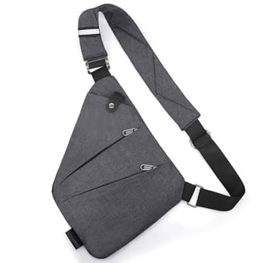 YERUUE Sacoche Homme Bandouliere Sac de Voyage Antivol Femme avec Bandoulière Réglable Sac de Poitrine Homme avec 4 Poches Crossbody Sling Bag pour Randonnée, Vélo, Jogging (Gris)