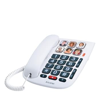 ALCATEL TMAX 10 - Téléphone Fixe Filaire Senior - Grandes Touches - Mains Libres - Indicateur Lumineux D'Appel Entrant - Touches Avec Photos - Compatible Aides Auditives - Blanc