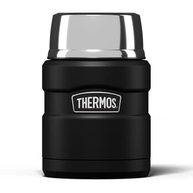 Thermos 190759 King Food Flask-470 ml, noir mat, acier inoxydable
