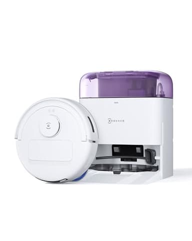 ECOVACS DEEBOT Mini Robot Aspirateur Laveur, Aspiration 8 000 Pa, ZeroTangle 2.0, TrueMapping 2.0, séchage à 45 ℃, vidage Auto, Lavage Intelligent en Profondeur, Nettoyage Auto en Un clic, Violet