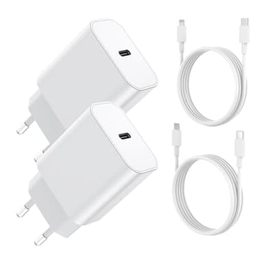 Seadmit 20W Chargeur USB C, Prise PD3.0 Compatible avec i-Phone 17/16/15/14/13 Plus Pro Max Mini, i-Pad, Air-Pods, Samsung Galaxy S25/24/23, Adaptateur USB C Rapide(2 Pack+Cable)