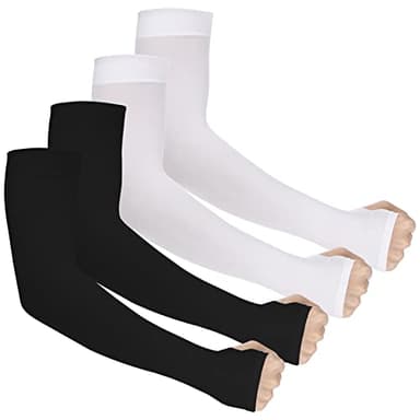 Ouligay Lot de 4 paires de manchons de bras de protection contre le froid UPF 50+ UV Protection solaire Manches de compression Unisexe Pour le volley-ball le basketball le golf le sport en plein air