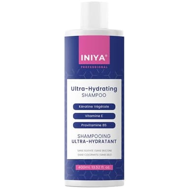 Shampooing Kératine Sans Sulfate | Shampoing Ultra-Hydratant Iniya Professional 400ml | Shampoo 0% Sel - Silicone - Sans Paraben | Shampooing Entretien Lissage