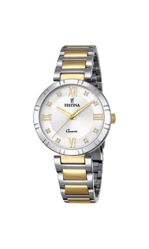 Festina Montre Femme Analogique Acier Inoxydable 316L Multicolore - Quartz - Verre minéral Haute résistance - Étanche 5 ATM F16937/A - Mademoiselle