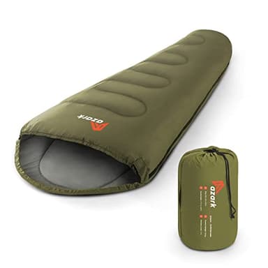azark Sac de Couchage Simple de qualité supérieure, 350 g/m², léger et imperméable, 4 Saisons de Camping, randonnée et Plein air, Sac de Couchage pour Adultes et Enfants (Vert)