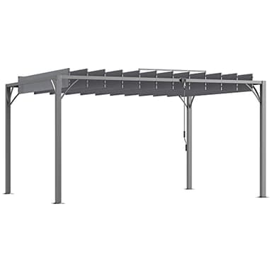 Outsunny Pergola bioclimatique 4x3 m pergola avec Lames orientables Style Contemporain UV 50+ Structure Aluminium - Gris