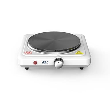 SIC Plaque de cuisson électrique portable à un feu, en fonte, température réglable, pour camping, voyage, cuisine extérieure (Blanc, 1500W)