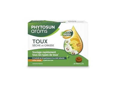 Phytosun Arôms - PASTILLES Toux – Arôme orange – Soulage rapidement tous les types de toux*- 20 Pastilles