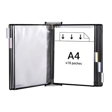 Djois made by Tarifold Fr 414107 – Support Kit Mural document Tarifold métal, 10 pochettes A4 Noir, Présentation documents