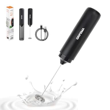 GRIFEMA Mousseur à Lait électrique, Mini Fouet Electrique 13 000 tr/min, Fonctionne à Piles, Milk Frother Ergonomique, Sans BPA, Facile à Nettoyer, Mixeur Lait pour Café, Latte, Cappuccino, Matcha