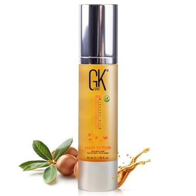 GK HAIR Global Keratin Sérum capillaire antifrisottis à l'huile d'argan 100% biologique 50ml Lissage renforçant et Protection contre la chaleur Shine Frizz Control Dry Damage Hair Repair