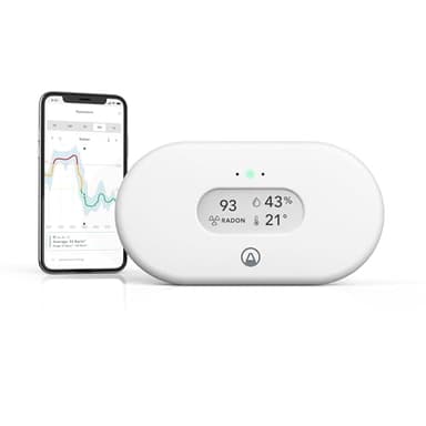 Airthings View Radon 2989 - Détecteur de Radon avec capteurs d'humidité et température, WiFi, Appli, Notifications, écran « Calm Tech »