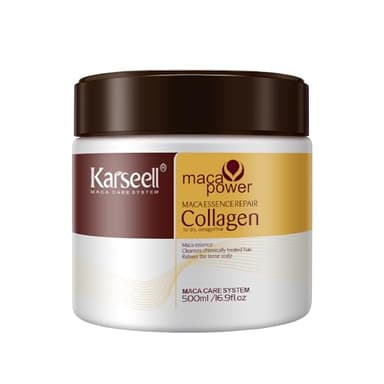 Karseell Collagen Masque Cheveux 500ml, Maca Essence Huile d'Argan Masque Cheveux, Réparation Profondeur pour Secs et AbiméS Tous Types de Cheveux