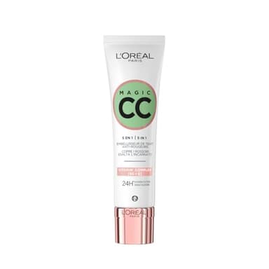 L'Oréal Paris - CC Crème 5-en-1 - Crème Universelle Anti-Rougeurs - Enrichie en Vitamines B5 et E - Hydratation 24H - Peaux Sensibles et Peaux Grasses - Magic CC Crème - Teinte Universelle - 30 ml