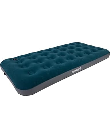 AVENLI Matelas gonflable de camping avec pompe à pied intégrée pour 1 personne - 191 x 99 x 22 cm - Matelas gonflable - Surface de couchage douce avec surface floquée - Lit de voyage pour le camping