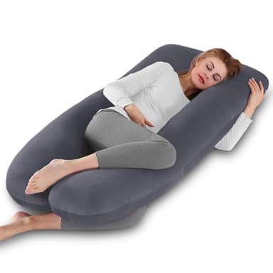Aevcvok Coussin de Grossesse pour Dormir, Coussin d'allaitement en Forme de U en Velours Amovible, Oreiller de Grossesse, Coussin de Maternité et Corps pour Dormir (Violet Foncé)