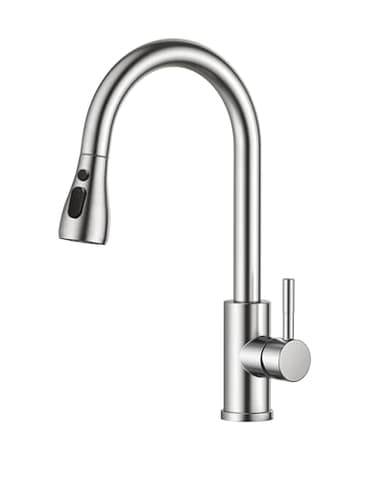 FORIOUS Robinet Cuisine, Mitigeur Cuisine, Pivotant à 360° d'Évier à Arc Élevé Pulvérisateur Escamotable 2 Modes, Acier Inoxydable