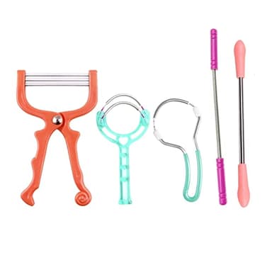 JZK Lot de 5 outils d'épilation faciale pour homme et femme, outil de filetage à ressort pour poils du visage/lèvre supérieure/sourcils, épilateur manuel pour femme