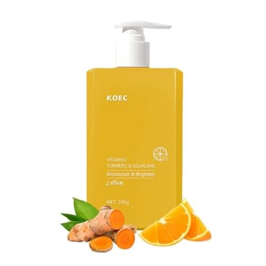 Crème au curcuma et à la vitamine C, lotion pour le visage et le corps - Soin de la peau raffermissant, éclaircissant et hydratant (300 ml)