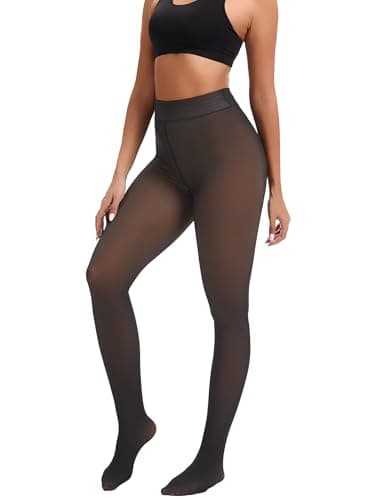 ZFSOCK Collant Polaire Thermique Femme: Legging Collants Hiver Effet Translucide Taille Haute Sculptante Chauds et Élastiques - Parfaits avec Robe Jupe ou Bottes 1 Paire Noir M