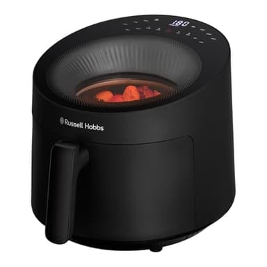 Russell Hobbs Air Fryer 5L [10 programme avec fenêtre de contrôle] Friteuse sans huile Rapid Air (cuit, grille, rôtit & plus, tactile, max 200°C, lave-vaisselle, noir) SatisFry Panoramic 27420-56