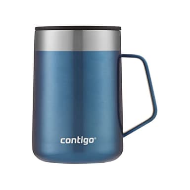 Contigo Streeterville Desk Mug, gobelet à café isotherme avec poignée acier inoxydable,gobelet Coffee to go av. couvercle,maintient café et thé chauds pdt 5 heures max,idéal pr bureau et maison,420 ml