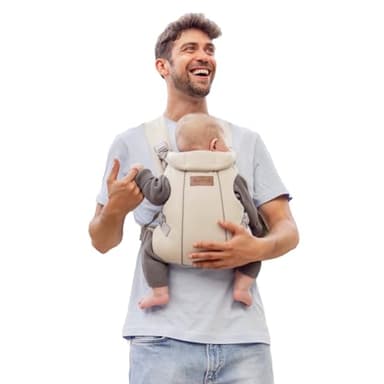 Jané Dual, Porte-Bébé Ergonomique, dès La Naissance et Jusqu’à 15 kg, 3 Positions, Sac à Dos, Transpirant et Rembourré, Beige