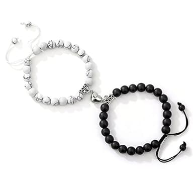 VELESAY Bracelet Connecté Couple Aimanté pour Homme et Femme avec Perles Elastiques
