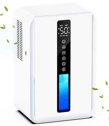 Deshumidificateur d Air - 2500ml Déshumidificateur Electrique Portable avec Humidité Température Affichage, 48h Timer, Arrêt Auto et Dégivrage Auto, Anti Moisissure, Idéal pour Maison/Bain/Chambre