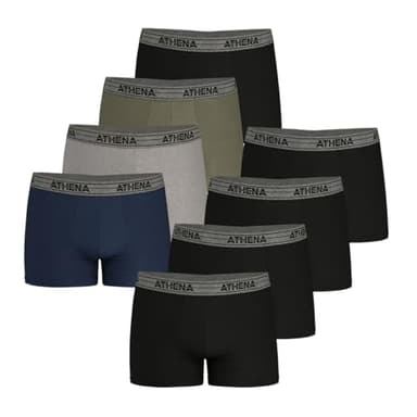 Athena Homme Promo Basic Coton 8a71 Boxer, Noir/Marine/Gris/Kaki/Noir, XXL EU