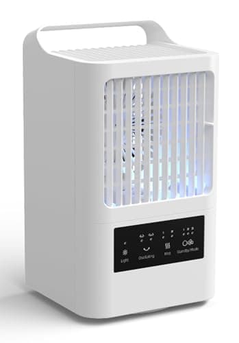 OMISOON Portable Climatiseur Mobile Silencieux 800 ml, 4 en 1 Refroidisseur d'air, 120° Oscillation, 3 Vitesses de Ventilateur, 2 Modes de Brumisation, Poignée, Chambre à Coucher, Bureau