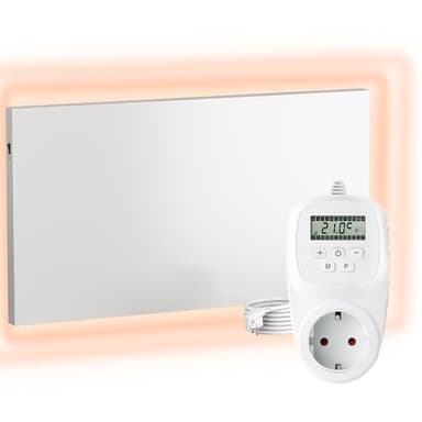 VIESTA® H400 Chauffage infrarouge 400 W – Panneau 60×60 cm, Carbon Crystal, sans cadre, mural/plafond, IP20, TÜV/GS, protection surchauffe, incl. thermostat enfichable TH12 (7 jours)