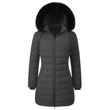 RITOSTA Manteau Femme Hiver Doudoune Polaire Veste Zippé Chaud Parka Matelassée Epaisse Manteaux à Capuche Blouson mi Longue Casual Outercoat avec Poches(Gris foncé,XL)