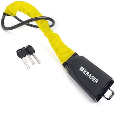 KRASER KR882Y Antivol Voiture Amélioré, Bloque Volant Ceinture, Robuste et Visible, Serrure avec Disque Antiperçage, Câble en Acier Plus Flexible, Anti vol Auto Universele, SUV, Camping Car, Fourgon