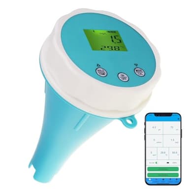 Testeur de qualité d'eau intelligent : Moniteur flottant Bluetooth 6-en-1 pour piscines, spas et cultures hydroponiques - mesure du pH, de l'EC, de l'ORP, du chlore, de la salinité et de la températur