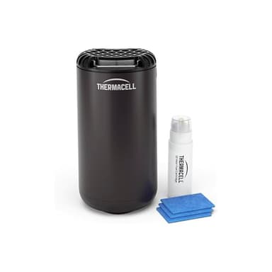 THERMACELL Diffuseur Anti Moustiques et Moustiques Tigres - Extérieur, Jardin, Terrasse - Sans Fil - Zone de Protection 20m² - Inodore - 3 Recharges Incluses pour 12h de Protection - Noir