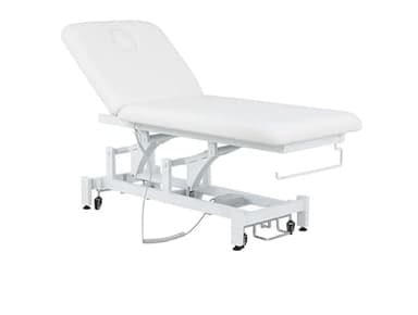 PLUS SANTE - FOBIA, Table de Soins Esthétiques Électrique, Largeur 65 à 75 cm, Hauteur Réglable (Blanc, 70cm (avec Porte Rouleau, avec roulettes))