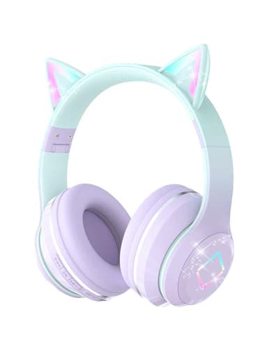 Xunpuls Casque Bluetooth pour Enfants sans Fil, Bluetooth 5.1 et Son stéréo, Pliable, Bandeau réglable, Casque pour Enfants avec Microphone Supra-auriculaire pour école/Tablette (Violet)