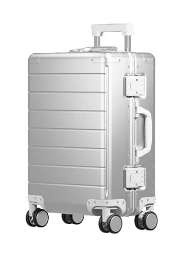 Valise de Voyage Premium Tout Aluminium - Cabine/Soute 20/26 Pouces - Trolley Rigide Renforcé avec Roues Doubles 360° Silencieuses et Serrure TSA Intégrée
