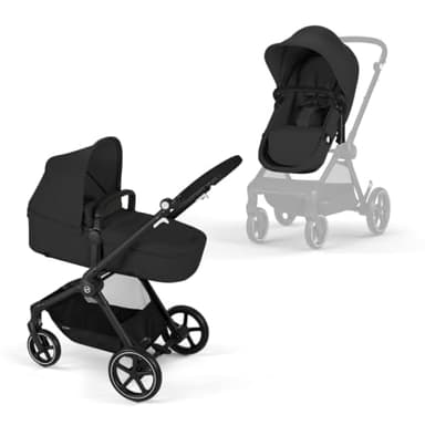 CYBEX Gold Poussette EOS 2-en-1 de la naissance à 22 kg (env. 4 ans), Moon Black